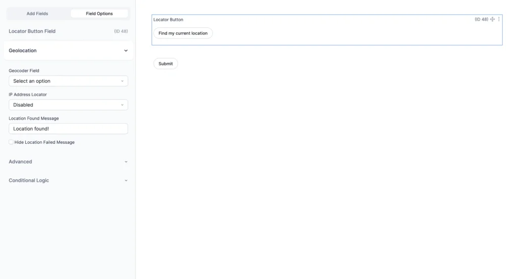Formidable Forms Locator Button Field