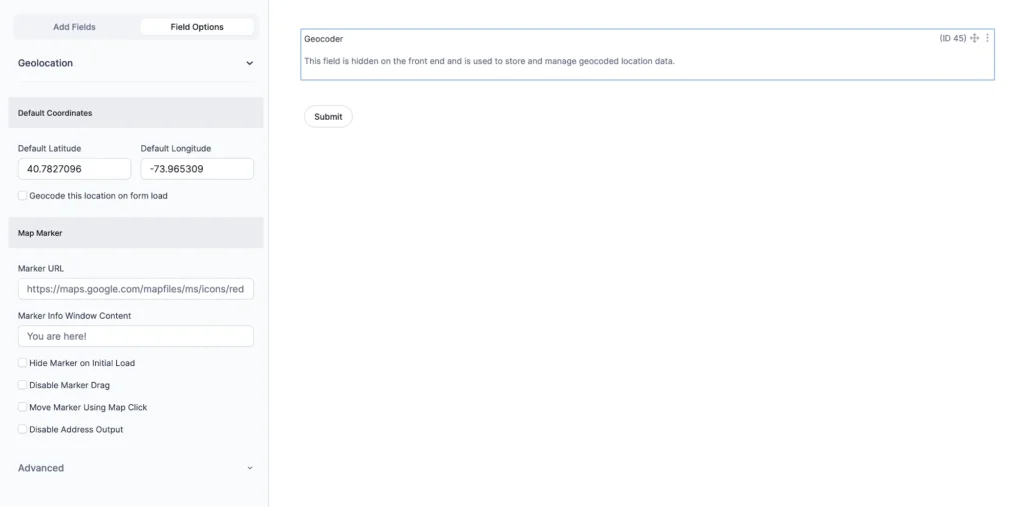 Formidable Forms Geocoder Field